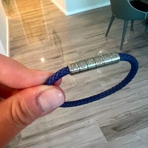 HERMES BRACELET GOLIATH CODE LEATHER BLUE